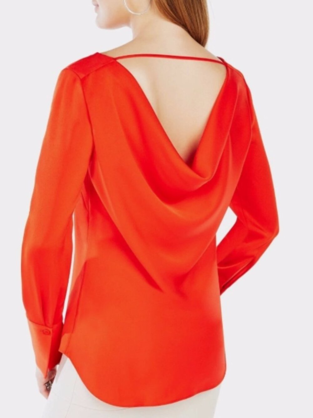 BCBGMAXAZRIA Ceanna Cowl‑Back Top Bright Red S NWT